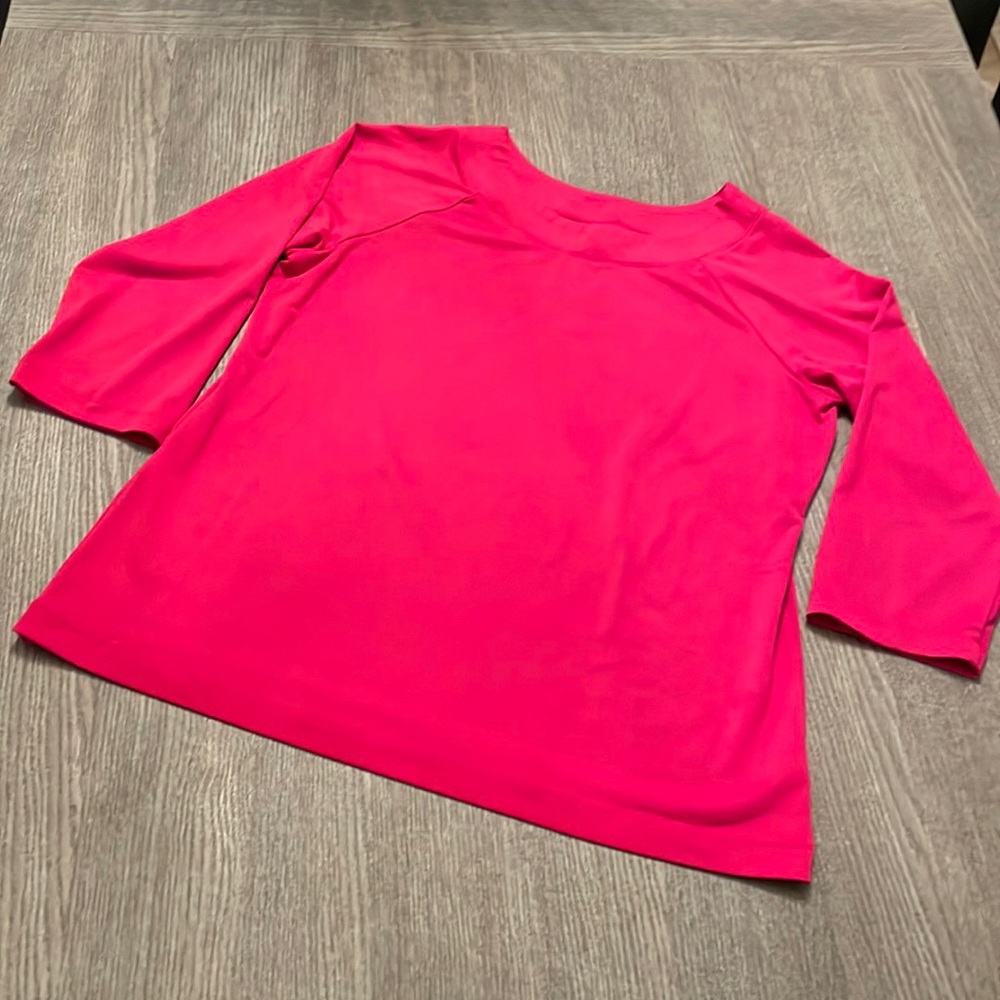 Susan Graver Vibrant Pink Knit Top Career Casual Blouse